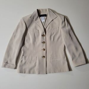 Talbots Women's Creme Silk Fitted Lined Blazer